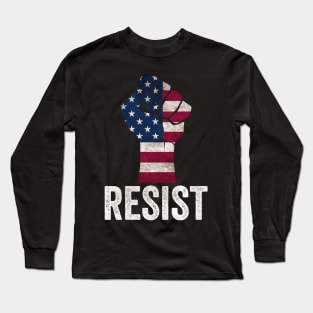 Resist - American Flag Anti Trump Fist Support Immigration Immigrants Together Long Sleeve T-Shirt